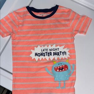 Carter's Pink Striped Monster Tee